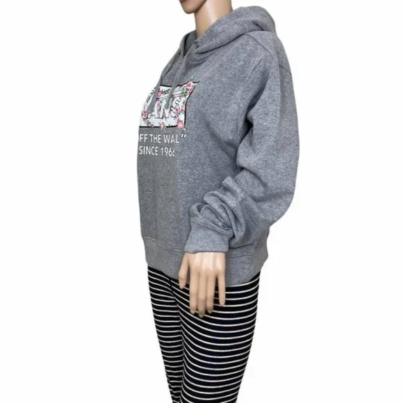 💖MEGA SALE💖VANS Original HOODIE Grey Pullover Logo Roses Women VN0A4DIFGRH - Picture 5 of 7